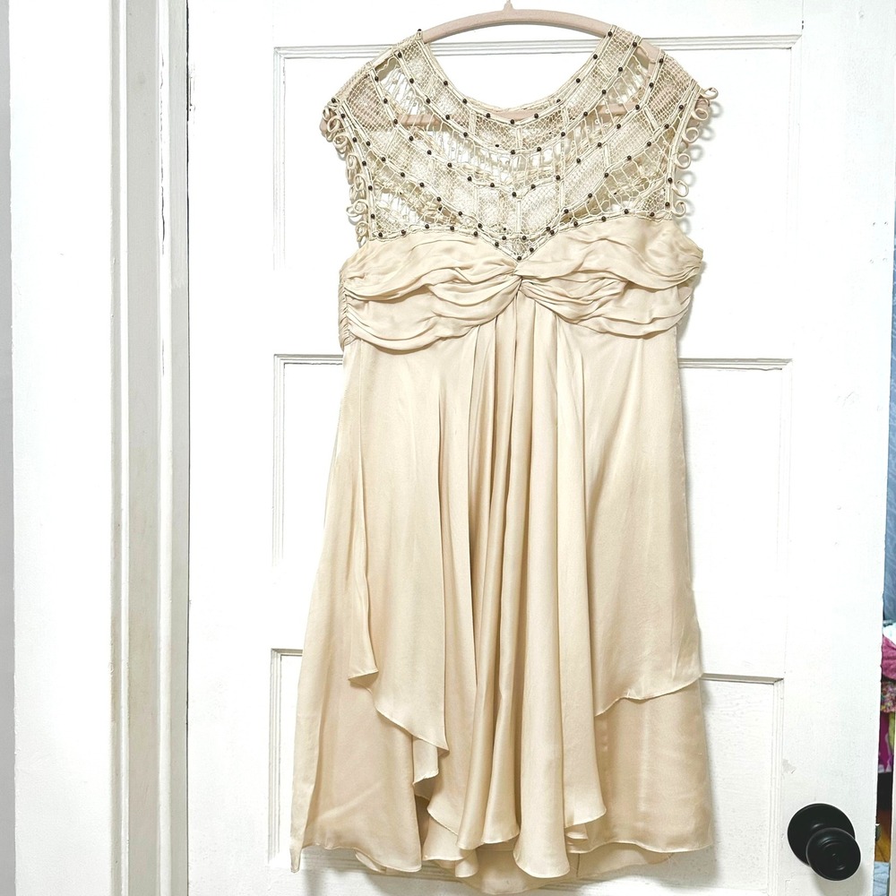 Temperley London 2009 Runway Silk Beaded Mini Dress Ivory US 8 Romantic Luxe
